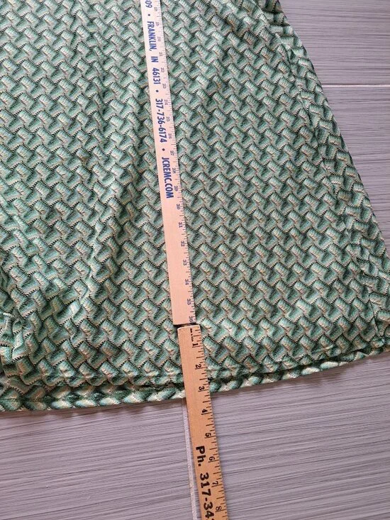 Y2K Green Halter Midi Dress Rope Straps Size 14 Geometric Pattern Boho Retro - Picture 11 of 13